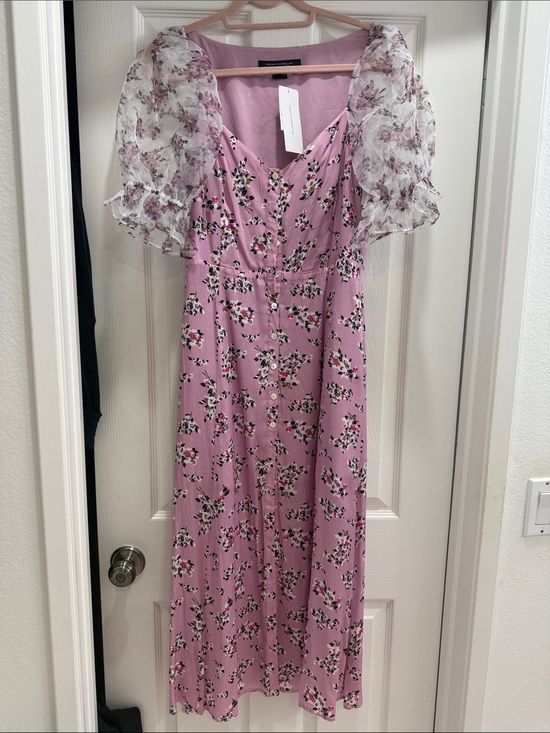 French Connection Dresses & Skirts - French Connection printed Pink button down dress